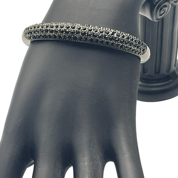 **Retro Black Gray Rhinestone Clamper Bracelet - Picture 4 of 10